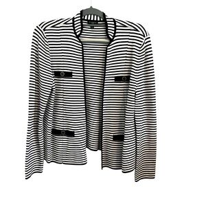Talbots “Lady” Jacket-Black and White Striped-Size Large Petite